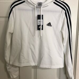 Adidas White Hoodie with Black Stripes